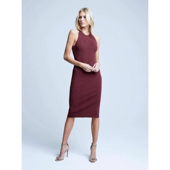 L'AGENCE Shelby Bodycon High Neck Dress in Marsala Size M - Picture 1 of 7
